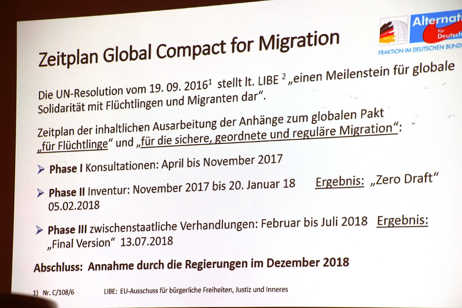 Zeitplan des Global Compact for Migration